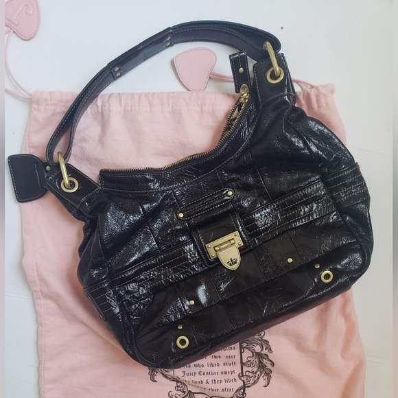 Y2K Juicy Couture Black Leather Hobo Bag!!!